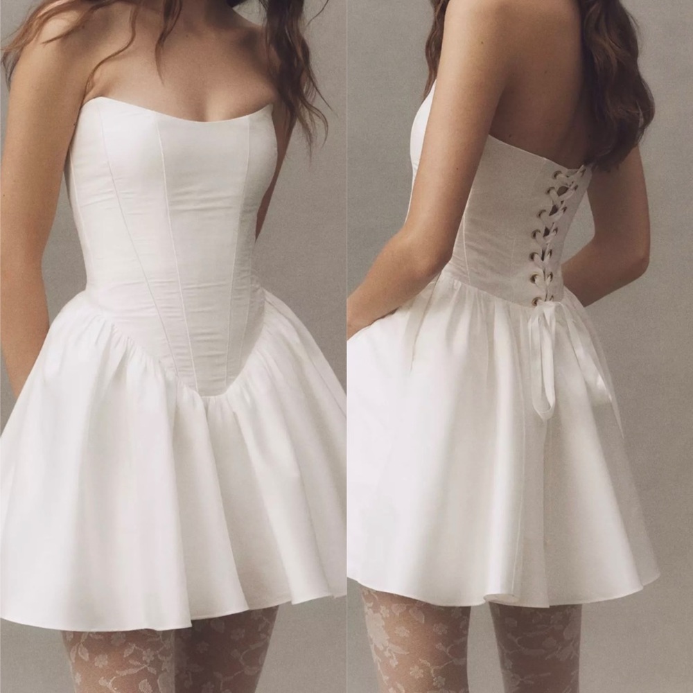 BHLDN White Strapless Corset Mini Dress